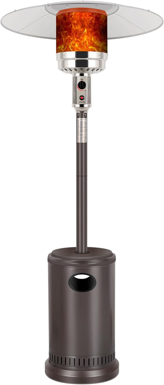 Hykolity 50,000 BTU Propane Patio Heater with Table Design, Stainless Steel Burner, Triple Protection System, Wheels, Outdoor Heaters for Patio, Garden, Commercial and Residentia(Brown)