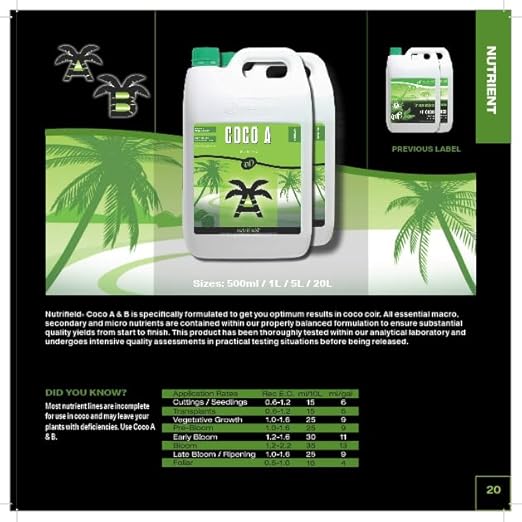 Nutrifield Liquid Fertilizer 5 Liter A 1-4-2 & B 3-0-0.5 Plant Food 2 Part Base Nutrients Veg and Flower Indoor Outdoor Hydroponic Coco Coir Garden Plant Soil Nutrient (5 Liter)
