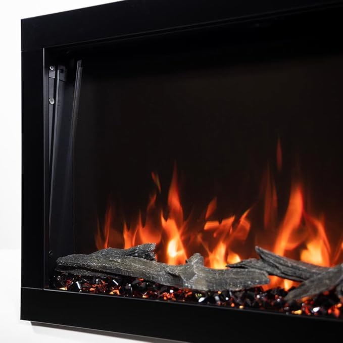Modern Ember Highmark 72 Inch Smart Linear Electric Fireplace - Premium Flame with 10 Colors, Sleek Hidden Vent Design, Install Recessed in-Wall or Wall-Mount, WiFi Enabled.
