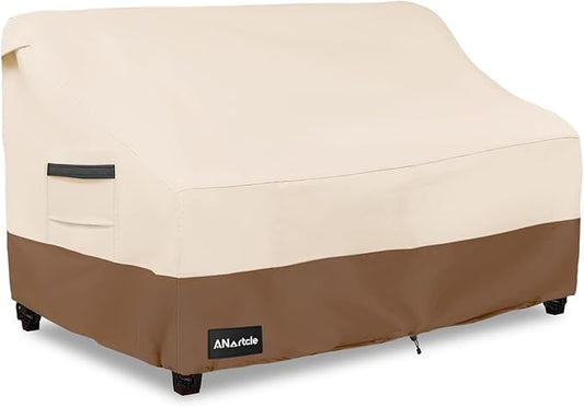 3-Seater Patio Sofa Cover,85W x 37D x 35H Inches Outdoor Couch Cover,100% Waterproof Heavy Duty Patio Sofa Covers,Patio Furniture Covers,Beige&Brown