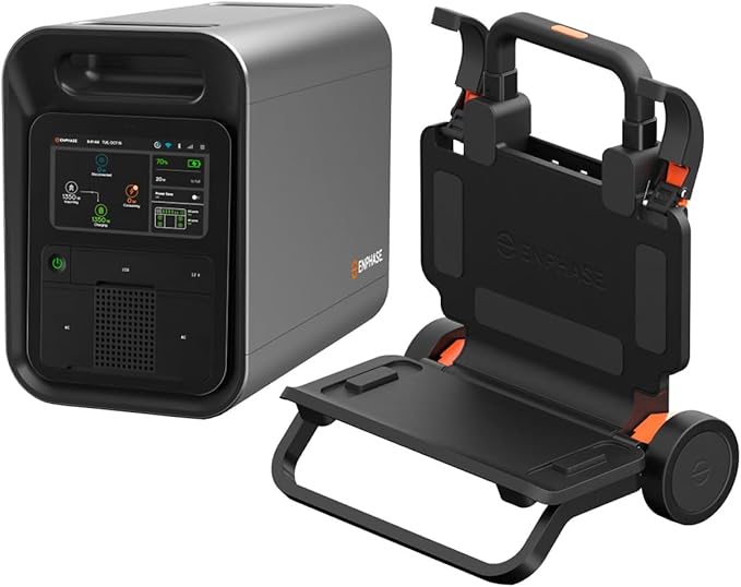 Enphase IQ PowerPack 1500 + IQ Cart – Advanced portable power with microinverter technology, LCD touchscreen, 4G cellular, Wi-Fi & Bluetooth, IQ Cart for easy mobility during camping or home backup