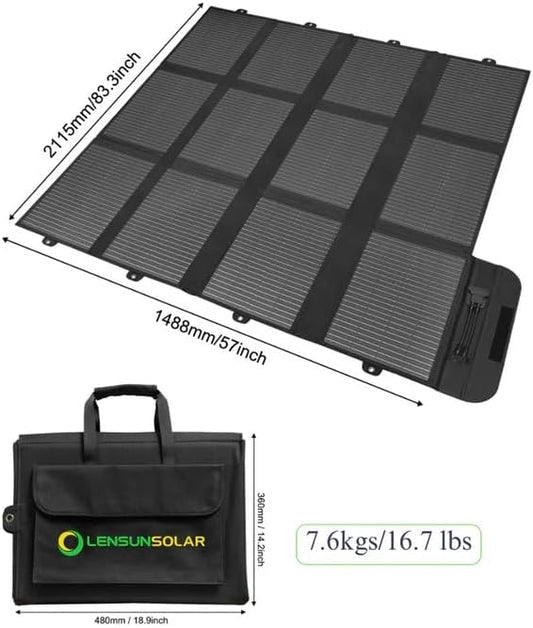 LENSUNSOLAR 300W Solar Blanket Complete Kit Ready to Charge Battery and Solar Generator Portable Lightweight for Camping