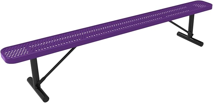 Coated Outdoor Furniture Heavy-Duty Portable Outdoor Bench Thermoplastic Coated, Punched Steel, Commercial-Grade Seating, Made in America (Portable Without Back, 8 Ft, Textured Purple)