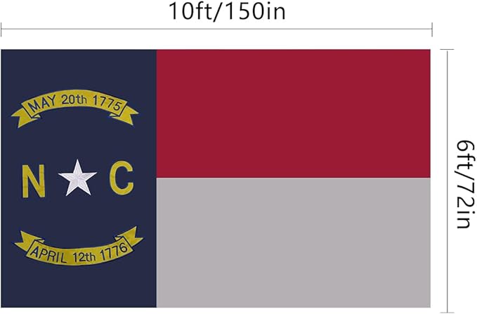 EMBROID North Carolina Flag 6x10,Fully Embroidery Technique,Tear Resistant,Sewn Stripes and Brass Grommets,Upgraded High-strength Polyester Fabric,All Weather Durable State Flags.
