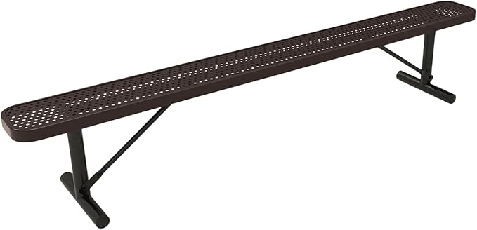 COATEDOUTDOORFURNITURE Coated Outdoor Furniture Heavy-Duty Portable Outdoor Bench Thermoplastic Coated, Punched Steel, Commercial-Grade Seating, Made in America (Portable Without Back, 8 Ft, Brown)