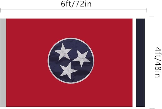 EMBROID Tennessee Flag 4x6,Tennessee State Flag Outdoor,Embroidery Technique,Tear Resistant,Sewn Stripes and Brass Grommets,Upgraded High-strength Polyester Fabric,All Weather Durable State Flags.