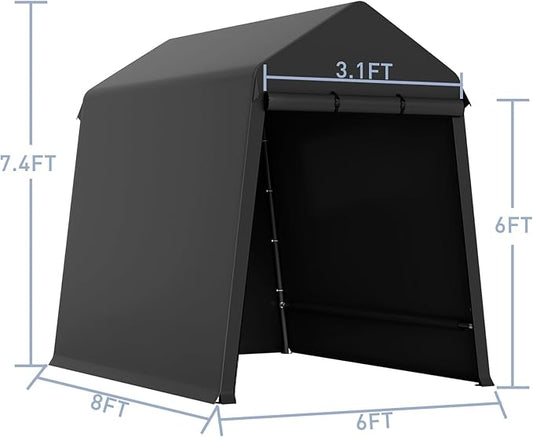 7 X 12 Ft Carport Portable Storage Shed Outdoor Tarp Sheds with Roll-Up Door, Bike Shed Storage Tent for Motorcycle, ATV, Garden Tools