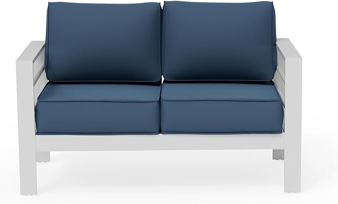 UDPATIO Outdoor Loveseat Aluminum Outdoor Furniture Sofa, Patio Seating Loveseat with 5" Thick Cushion and Waterproof Cover