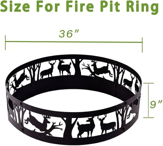 Fire Pit Ring Heavy Duty: 36X9Inch Smokeless Steel Insert for Outdoor Camping Garden Patio Backyard