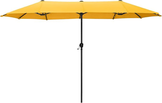 HERA'S PALACE 13 Ft Double-Sided Twin Patio Umbrella, Outdoor Double Sided Market Patio Umbrella with Crank, Powerful UV Protective (Gold Yellow)