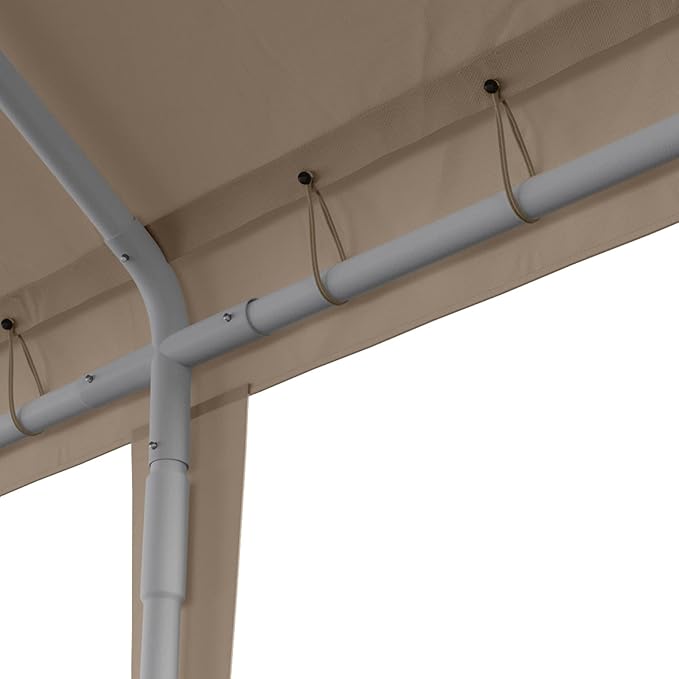 Carport Replacement Canopy Cover 12'x20' for Tent Top Garage Shelter Cover with Ball Bungees, 800D Heavy Duty Replacement Cover Waterproof & UV Protection, Not Included Frame(Brown)