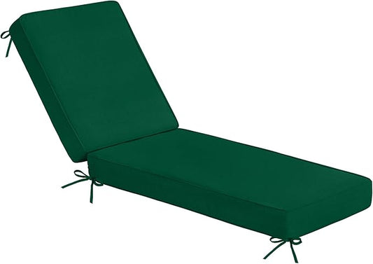 Sundale Outdoor Olefin Chaise Lounge Cushion, Water-Resistant Patio Lounge Chair Cushion, Thick Lounger Pad with 4 Straps Dark Green, 72 x 21 x 4 Inches