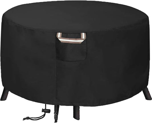 Round Propane Gas Fire Pit Cover 36 x 24 Inch, Waterproof Heavy Duty 600D Round Outdoor Fireplace Cover 36 inch, All-weather Protection For Patio Firepit / Fire Bowl 34/35/36 inch