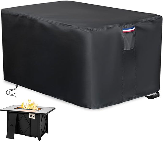 Fire Pit Cover Rectangular,600D Heavy Duty Outdoor Furniture Covers Waterproof For Patio Table,43 inch Tear Resistant Propane Gas Firepit Cover For Rectangle Fireplace,43"L x 23"W x 24"H