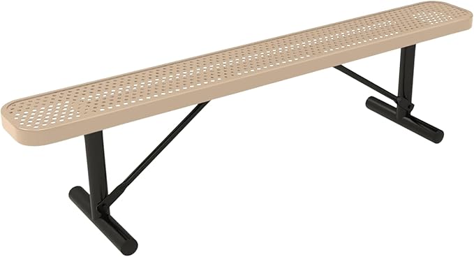 COATEDOUTDOORFURNITURE Coated Outdoor Furniture Heavy-Duty Portable Outdoor Bench Thermoplastic Coated, Punched Steel, Commercial-Grade Seating, Made in America (Portable Without Back, 6 Ft, Tan)