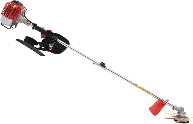 2 Cycle Weed Wacker Gas Powered Grass Trimmer, 2 in 1 26CC Straight Shaft String Trimmer Weed Eater, Air-Cooled Gasoline Brush Cutter Lawn Edger with 2 Blade Heads for Weeds & Grass Cutting