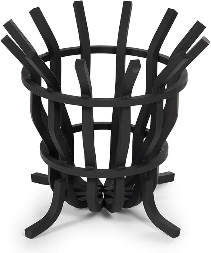 Ash & Ember High Efficiency Fire Pit Basket, Self-Feeding Grate for Larger Flames with Fewer Logs, Self-Tending Outdoor Fire Pit Grate, Thick Solid Steel Construction with Heat-Resistant Paint