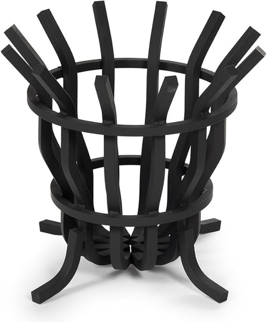 Ash & Ember High Efficiency Fire Pit Basket, Self-Feeding Grate for Larger Flames with Fewer Logs, Self-Tending Outdoor Fire Pit Grate, Thick Solid Steel Construction with Heat-Resistant Paint