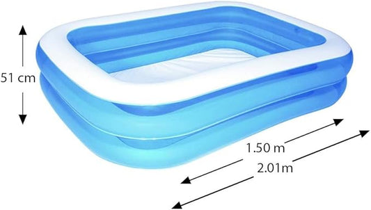 Bestway H2OGO! Blue Rectangular Inflatable Family Pool; 6 ft. 7 in. x 59 in. x 20 in.; Outdoor Recreational Activities