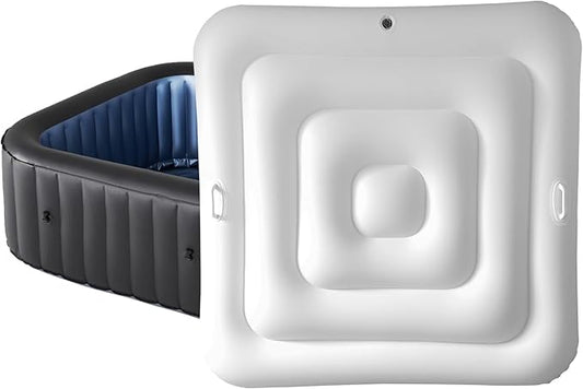 4.4Ft Inflatable Hot Tub Cover,Energy Saving Lid for Square Hot Tub,Outdoor Inflatable Hot Tub,Foldable Protective Rain Overflow Cover for Inflatable Outdoor Hot Tubs