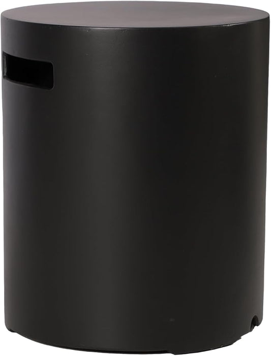 Propane Tank Cover Table, 20 LB Propane Tank Storage Box, Modern Outdoor Gas Tank Covers Hideaway Table for Propane Fire Pit and Gas, Round Tank Holder with Handles (Black) 16 X 16 X 20inch