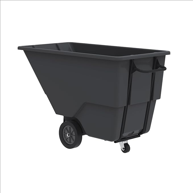 Akro-Mils 77410BLACK Akro-Tilt Heavy-Duty 1.0 Cubic Yard Plastic Truck Utility Cart, Loads up to 600 lbs., 200 Gallon Capacity, Black