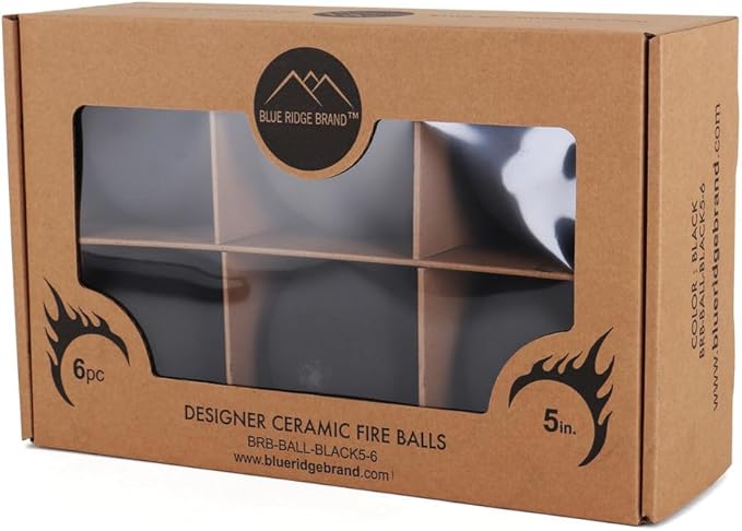 Ceramic Fire Balls - Uniform 5" Lava Rock for Fire Pits - Propane & Gas Fire Pits and Fireplace - Ceramic Spheres for Outdoor and Indoor Use - Natural Lava Stones - (12-Pack, Black)