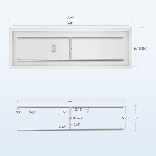 FAHKNS 48" x 14" Rectangular Fire Pit Pan Kit, for Indoor or Outdoor Large Built-in Fire Table. Stainless Steel Drop-in Fire Pit Pan with H-Shaped Burner, Spark Ignition Kit