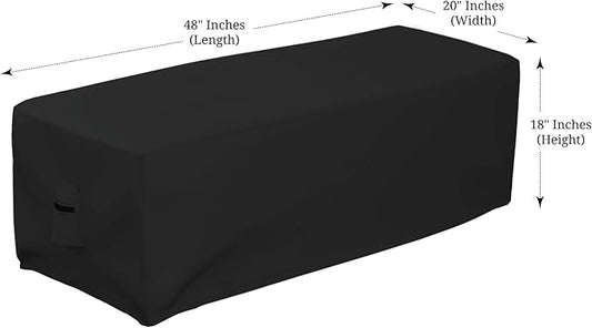Covers & all Outdoor Rectangular Fire Pit Cover, Rectangle Heavy Duty18 Oz Waterproof UV & Weather Resistant, for Patio Lawn Garden Outside, Air Vents & Drawstrings (48"L x 20"W x 18"H, Black)
