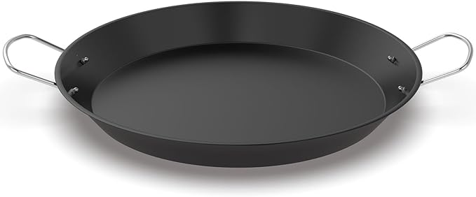 Ceramic Non-Stick Paella Pan with Handles, 18.5in Round Grill Griddle for TIKI Solo Stove Cuisinart Fire Pit Kamado Charcoal Grill Weber Kettle and More, Oven and Induction Safe PTFE Free PFOA Free