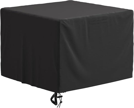 SHINESTAR 32 Inch Fire Pit Cover Square, Fits for 28-32 Inch Outdoor Fire Pit Table, Waterproof Layer & Double Stitching with Windproof Drawstring and Buckle Straps, 32 x 32 x 24 Inches, Black