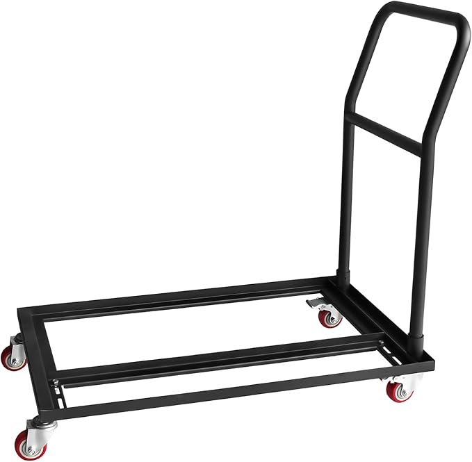 Folding Chairs Dolly, 2 Swivel Casters with Brakes, L-Shaped Steel Storage Cart Commercial & Home Kitchen Folding Chair Racks