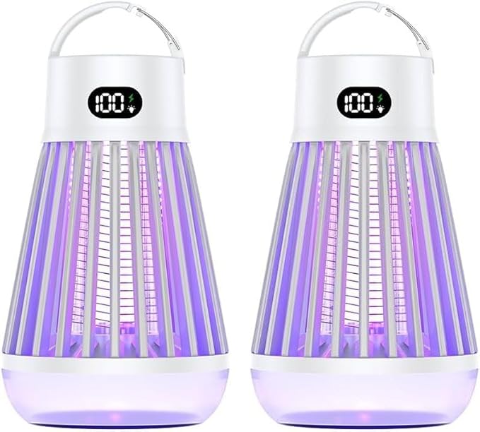 Zappify Zapper 2.0 2 Pack Portable Bug Zapper, Indoor & Outdoor, Cordless Rechargeable Mosquito Zapper, Hanging Hook, 1500V High Voltage, Trap for Fly, Insect, Mosquito & Bugs