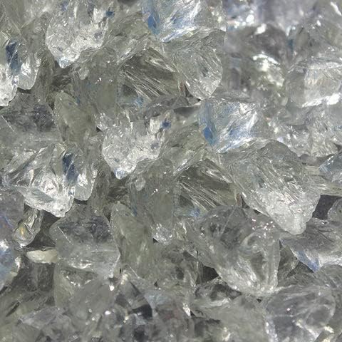 Fire Pit Glass - Fire Glass for Fire Pit - Firepit Glass Rock - Glass Stones - Fire Pit Glass Rocks - Gas & Propane Fire Pit & Fireplace Glass (20 Pound, Crystal)