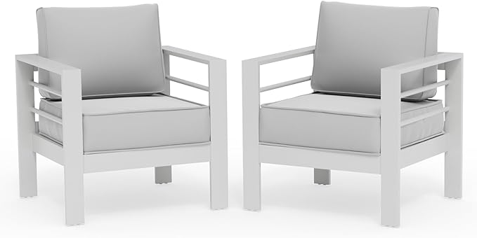 UDPATIO Patio Sofa Aluminum Patio Furniture Chair, Thickness 5" Cushion Outdoor Seating Set for Balcony(Include Waterprroof Cover)