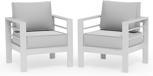 UDPATIO Patio Sofa Aluminum Patio Furniture Chair, Thickness 5" Cushion Outdoor Seating Set for Balcony(Include Waterprroof Cover)