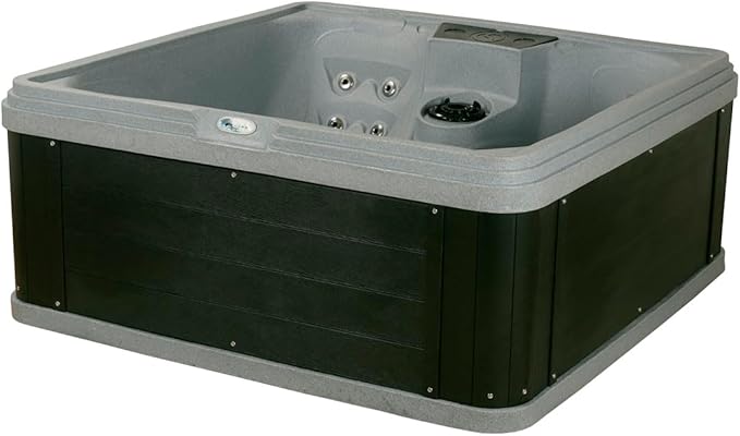 AquaLife Ariana™ 7-Person 30-Jet Non-Lounger Hot Tub with LED Lighting, Insulated Cover, Built-in Ice Bucket, Stainless Steel Heater and Ozonator