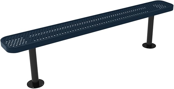 COATEDOUTDOORFURNITURE Coated Outdoor Furniture Heavy-Duty Outdoor Bench Thermoplastic Coated, Punched Steel, Commercial-Grade Seating, Made in America (Surface Without Back, 6 Ft, Dark Blue)