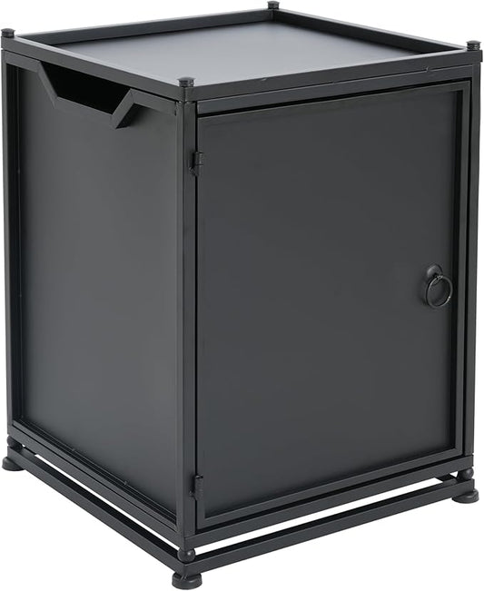 Propane Tank Cover Table for Fire Pits, 20 LB Iron Propane Tank Holder with Side Handles, Outdoor Tank Storage Side Table for Patio, Gas Griddle, Matte Black