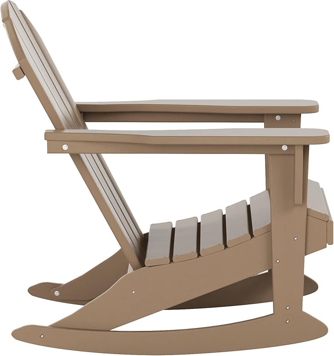 WestinTrends Malibu Outdoor Patio Porch Rocking Adirondack Chair (Set of 4), Weathered Wood