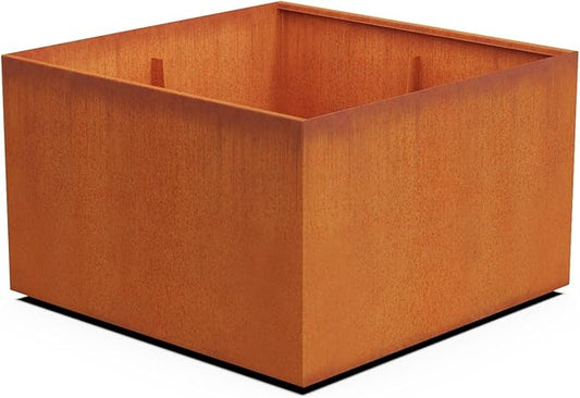 PLANTERCRAFT Corten Steel Planter Square Cube Metal Garden Box Heavy Duty | Made in USA | Fully Assembled | Commercial Residental Outdoor