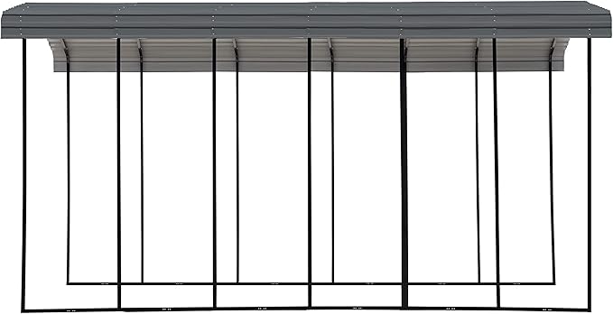 Arrow Carports Galvanized Steel Carport, RV Metal Carport Kit, 14' x 29' x 14', Charcoal