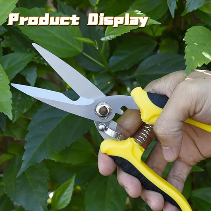 Pruning Shears Set - 3 Pack Garden Shears with Stainless Steel Blades, with Safe Lock Mechanism Handheld Garden Clippers, Gardening Snips, Garden Scissors, and Gardening Gloves
