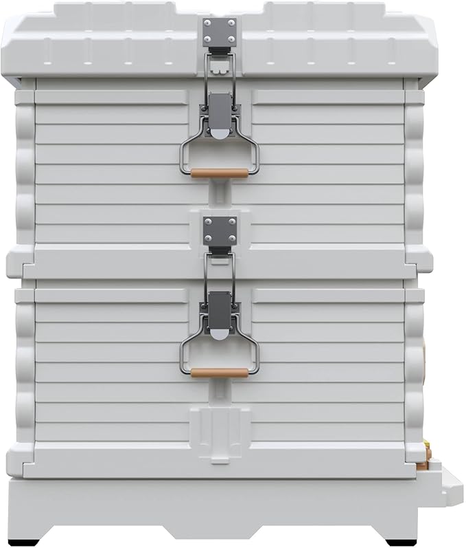 Apimaye Ergo Insulated 10 Frame Bee Hive Set [NO Frames Included] (Double Deep, White Body Yellow Entrance)