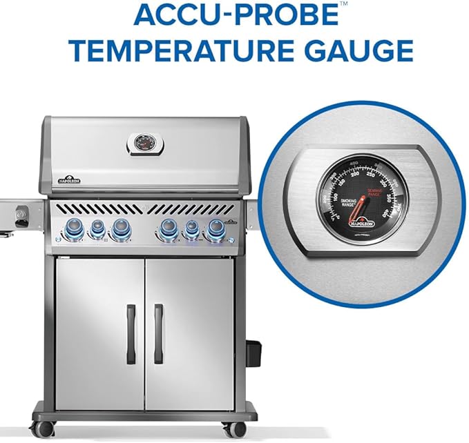 Napoleon Rogue PRO-S 525 Natural Gas Grill with Infrared Side and Rear Burners, Stainless Steel, Durable 6-Burner Cooking Surface