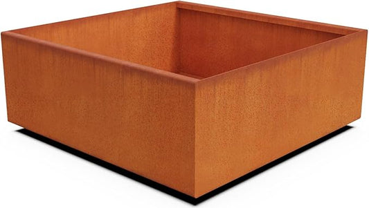 PLANTERCRAFT Corten Steel Planter Square Cube Metal Garden Box Heavy Duty | Made in USA | Fully Assembled | Commercial Residental Outdoor