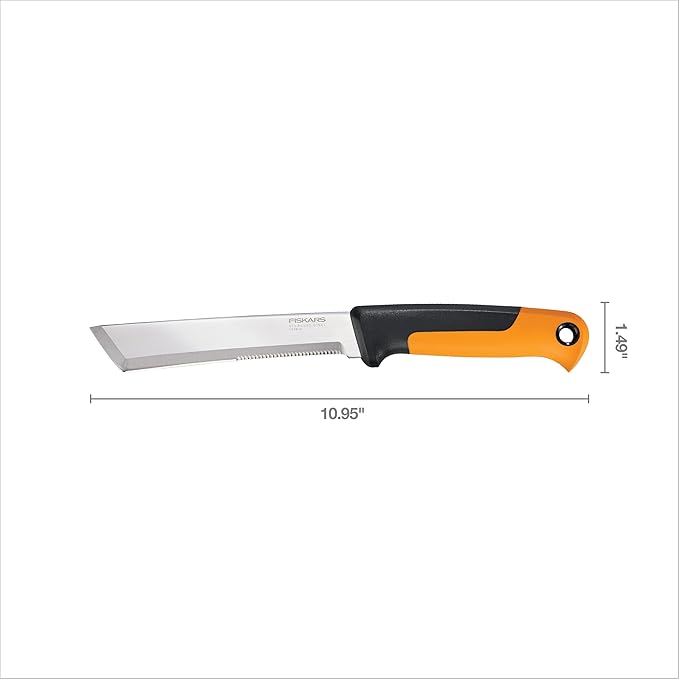 Fiskars Harvesting Knife, Gardening Gifts for Women, Serrated Edge Hand Tool with Sheath, Orange/Black