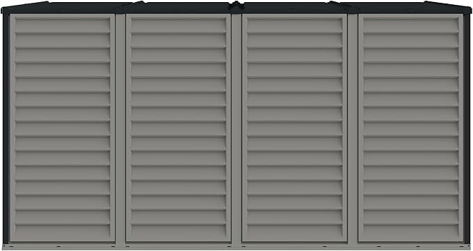 Duramax SideMate 4x10 FT PVC Resin Outdoor Garden Lean-to Storage Shed with Foundation Kit – All-Weather Vinyl Storage, Heavy-Duty Construction, Maintenance-Free, Adobe with Gray Trim