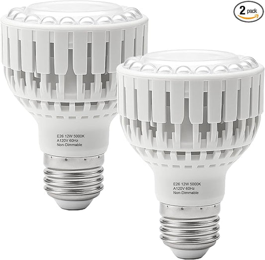 GooingTop LED Grow Bulb,12W (80Watts Equiv) 5000K White Full Spectrum Plant Light for Indoor Plant Growing,Super Bright & High Output,2 Pack