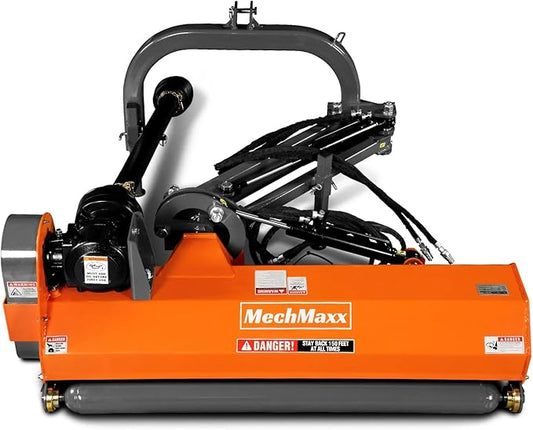 60" Inch PTO Drive 3 Point Hitch Offset Flail Ditch Bank Mower for 25-60HP Tractor, 77'' Offset Distance,60°/90° Rotation Angle, 24 Hammers, Model VAM60